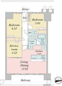 B' 2LDKの間取り図