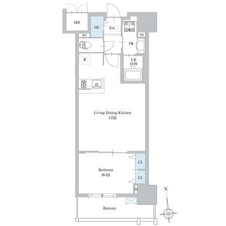 A 1LDKの間取り図