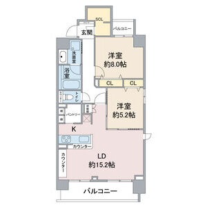 B 2LDKの間取り図
