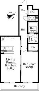 D 1LDKの間取り図