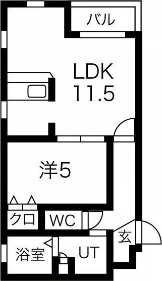 A 1LDKの間取り図