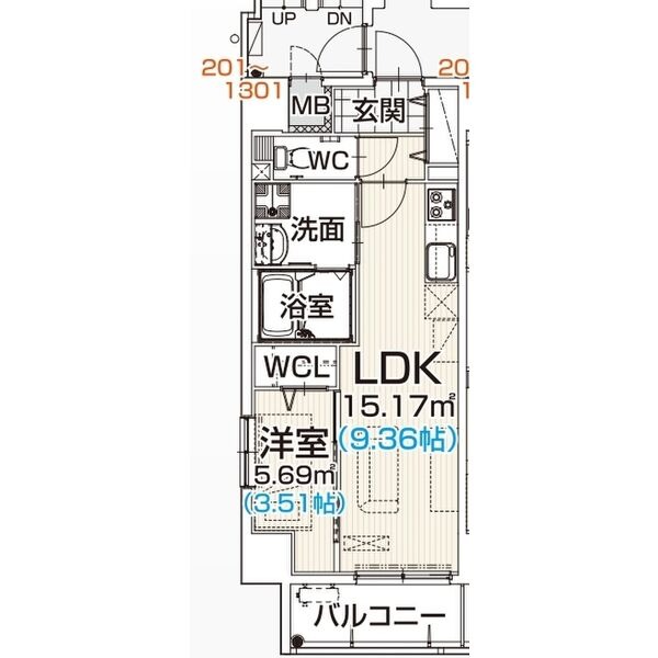 A 1LDKの間取り図