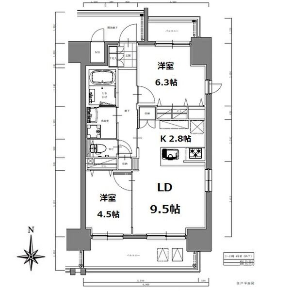 D 2LDKの間取り図