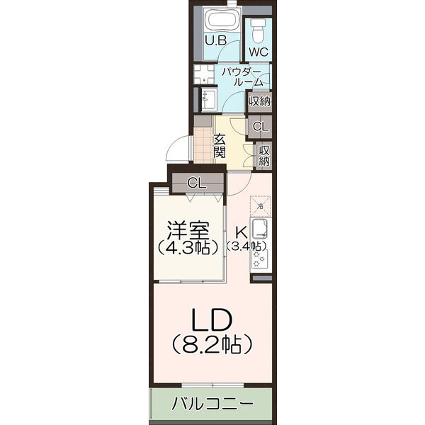 A 1LDKの間取り図