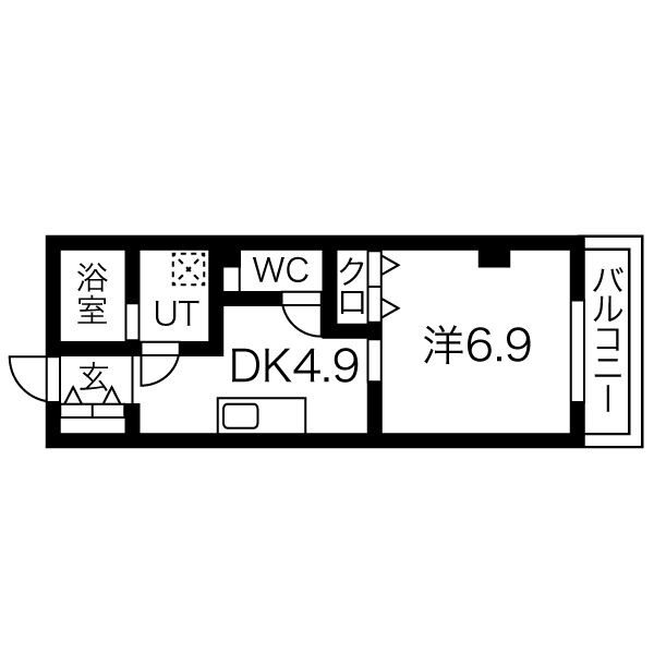 B 1DKの間取り図