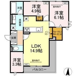 A2 3LDKの間取り図