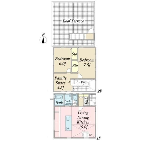 B 3LDKの間取り図