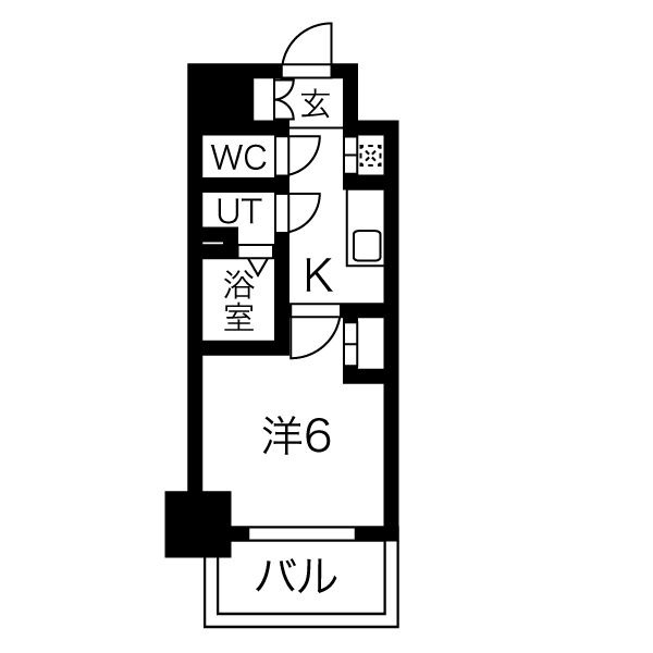 B 1Kの間取り図