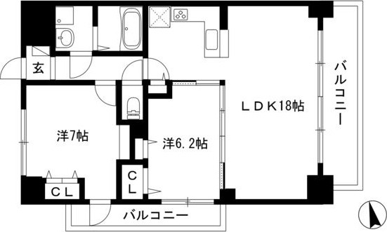 A 2LDKの間取り図