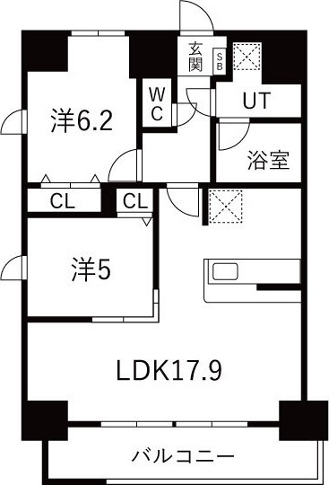 C 2LDKの間取り図