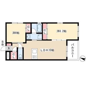 201 2LDKの間取り図