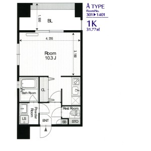 A 1Kの間取り図