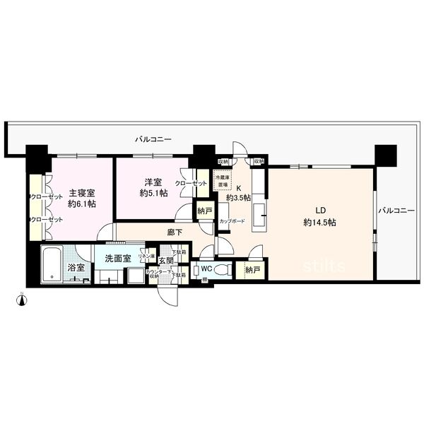 K 2LDKの間取り図