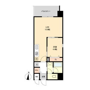 605 1LDKの間取り図