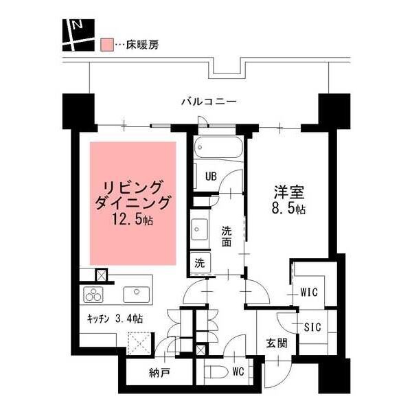 2205 1LDKの間取り図