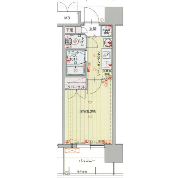 B 1Kの間取り図