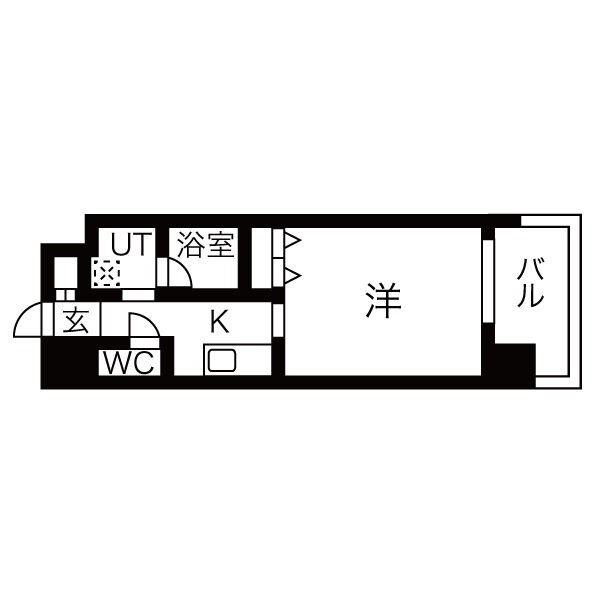A2 1Kの間取り図