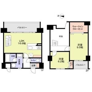 C2 2LDKの間取り図