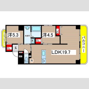 2LDKの間取り図