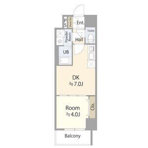 A' 1DKの間取り図