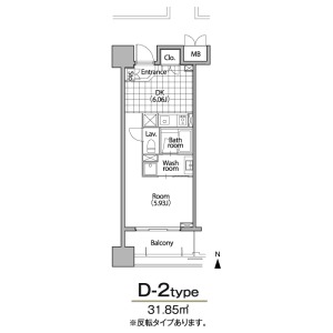D-2 1DKの間取り図