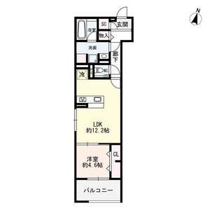 A 1LDKの間取り図