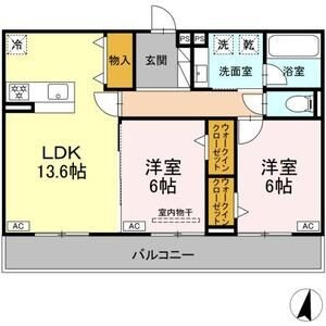 B2 2LDKの間取り図