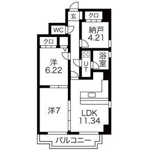 A1 2LDK+Sの間取り図