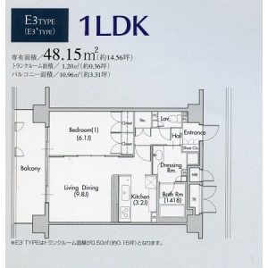 E3 1LDKの間取り図