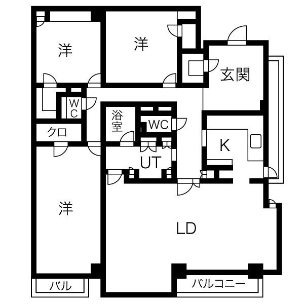 E 3LDKの間取り図