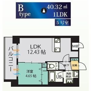 205 1LDKの間取り図