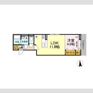 202 1LDKの間取り図