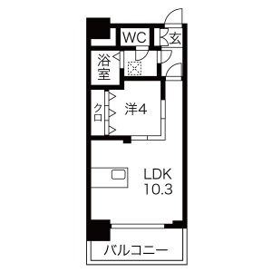 10B 1LDKの間取り図