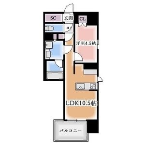 1204 1LDKの間取り図