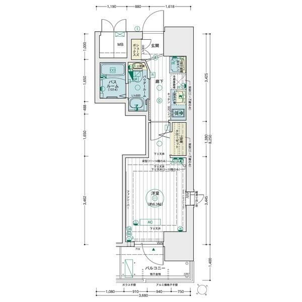 E 1Kの間取り図