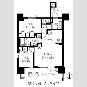 201 2LDKの間取り図