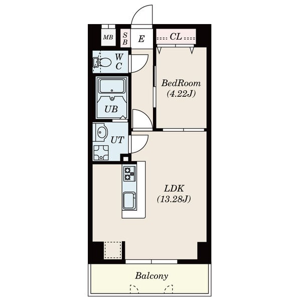 B2 1LDKの間取り図