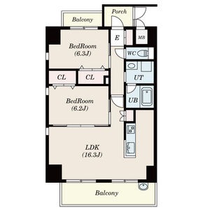D 2LDKの間取り図