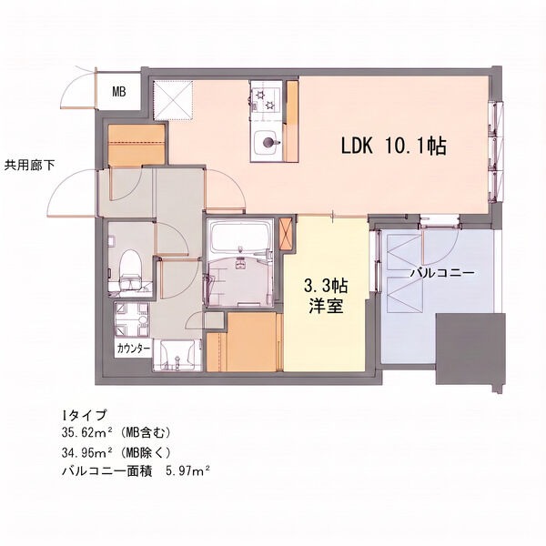 I 1LDKの間取り図