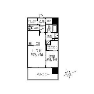 B 1LDKの間取り図