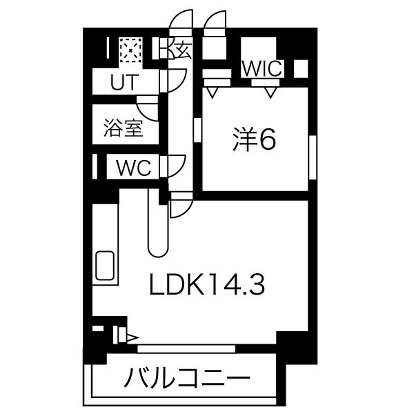 101 1LDKの間取り図