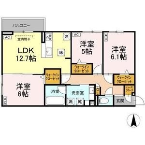 D1 3LDKの間取り図