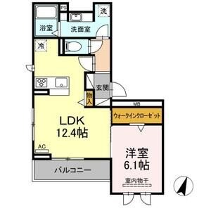 B2 1LDKの間取り図