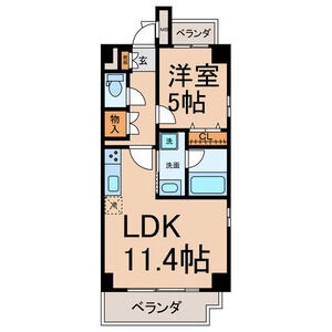 401 1LDKの間取り図
