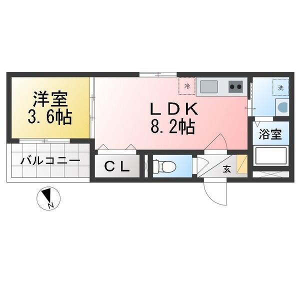 C 1LDKの間取り図