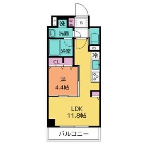 B 1LDKの間取り図