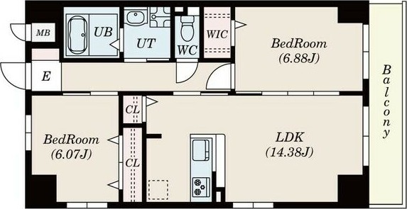 A 2LDKの間取り図