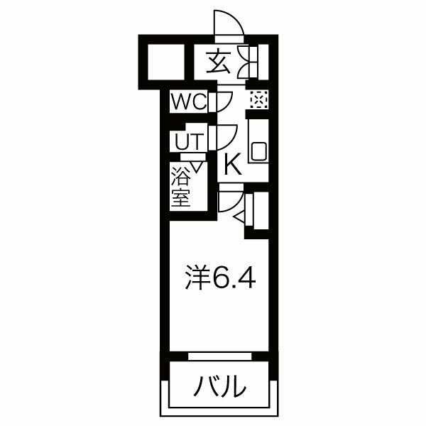 B2 1Kの間取り図