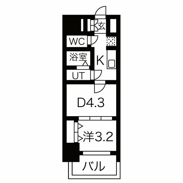A1 1DKの間取り図