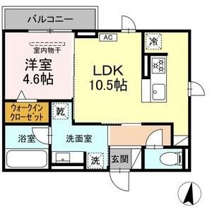 A2 1LDKの間取り図
